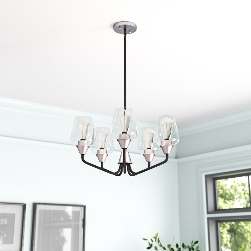 Roseta 5 - Light Dimmable Classic / Traditional Chandelier, Black/Satin Nickel