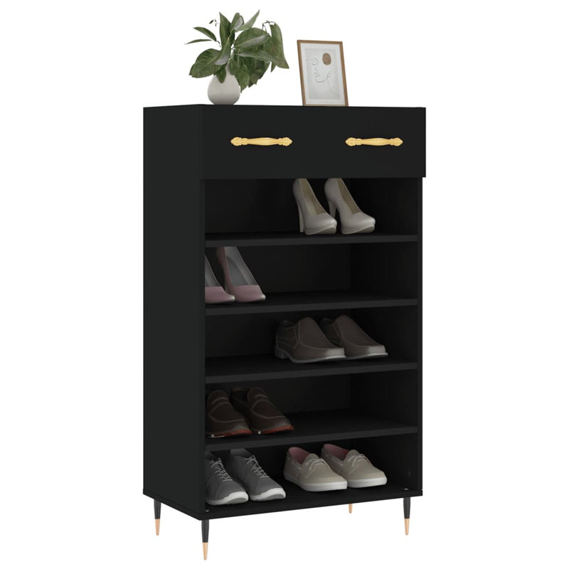 10 Pair Shoe Storage Cabinet, Black