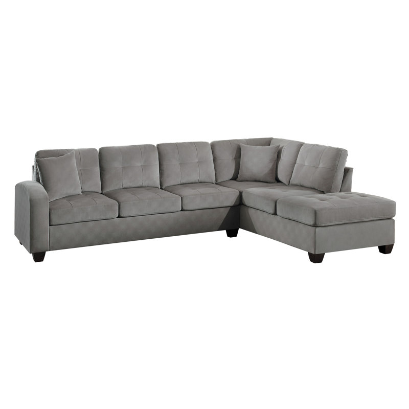 Canapé et méridienne réversible l 109,25 po Rajvir, Gris clair