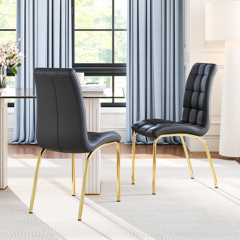 Upholstered Parsons Chair (set Of 4), Black, Gold