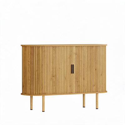 Sideboard Buffet Cabinet with Storage, 47” Mid Century Modern Accent Cabinet, Sliding Door Entryway Small Storage Cabinets for Kitchen, Living Room, E