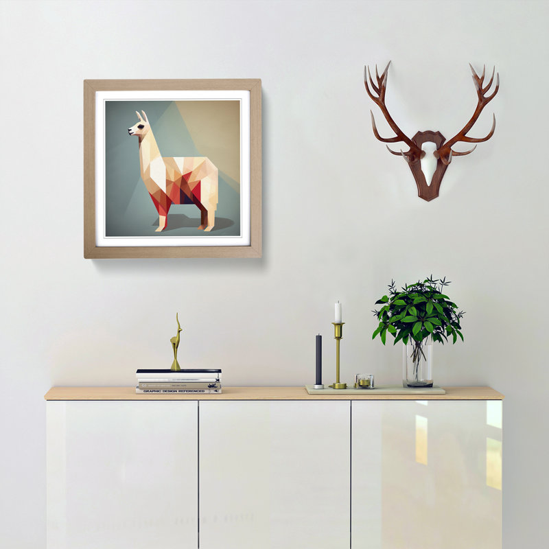 Llama Suprematism No.7 - Framed Print, Oak