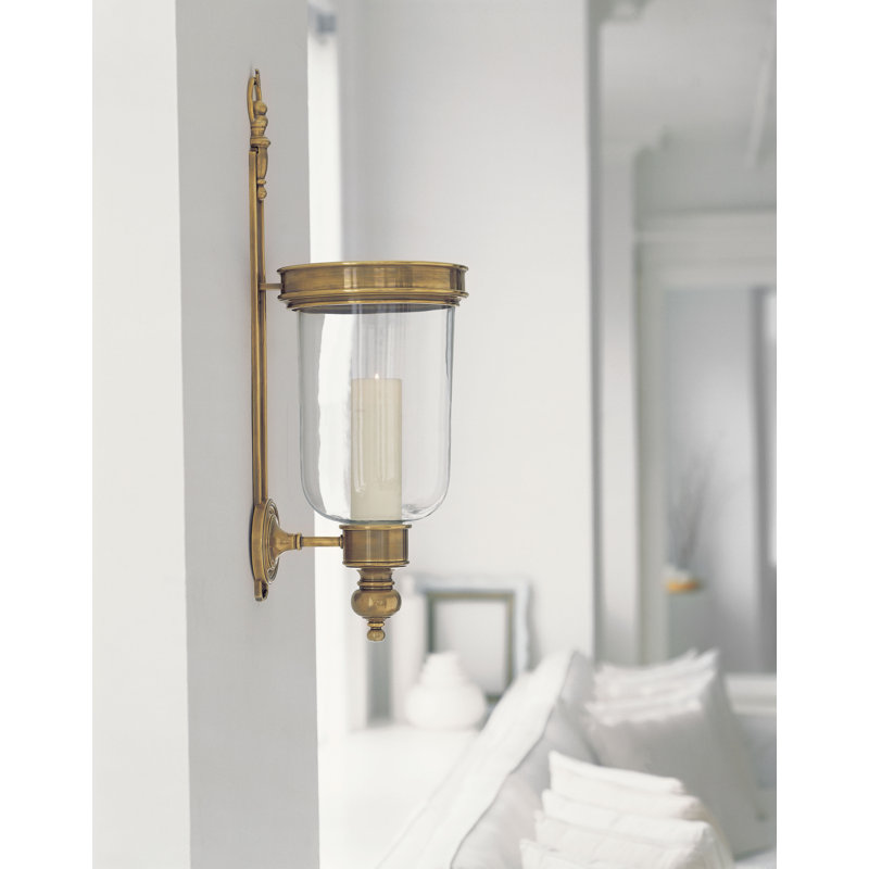 Chapman & Myers Georgian Small Hurricane Wall Sconce, Antique-Burnished Brass