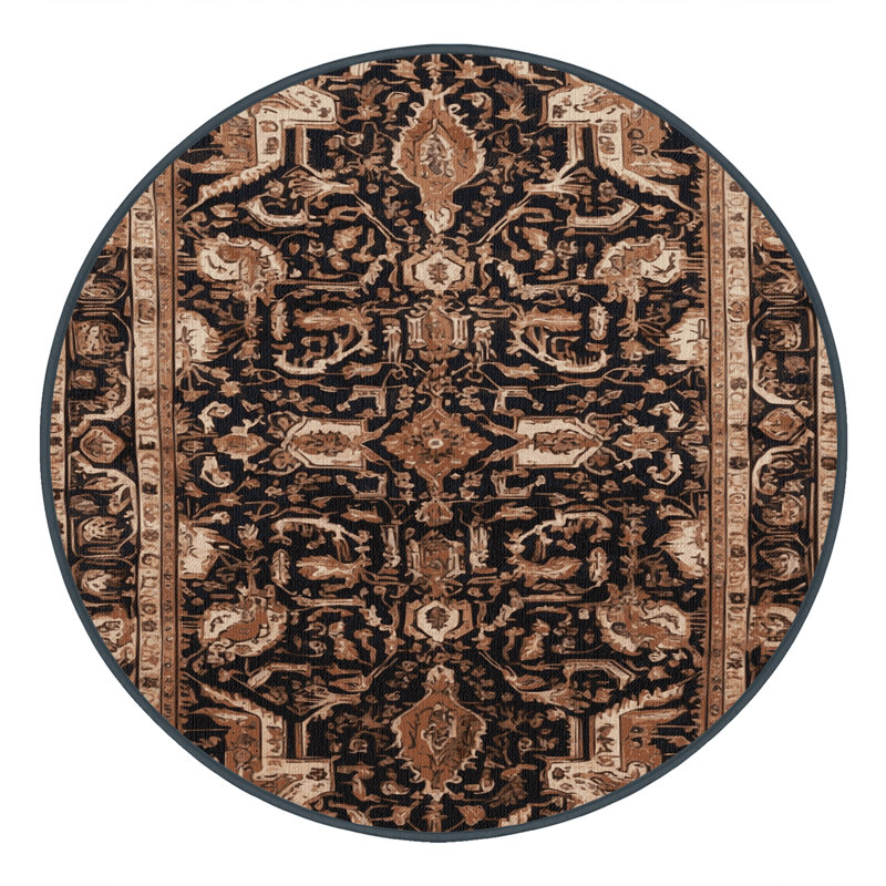 Tapis brun lavable à la machine, Rond 7 pi