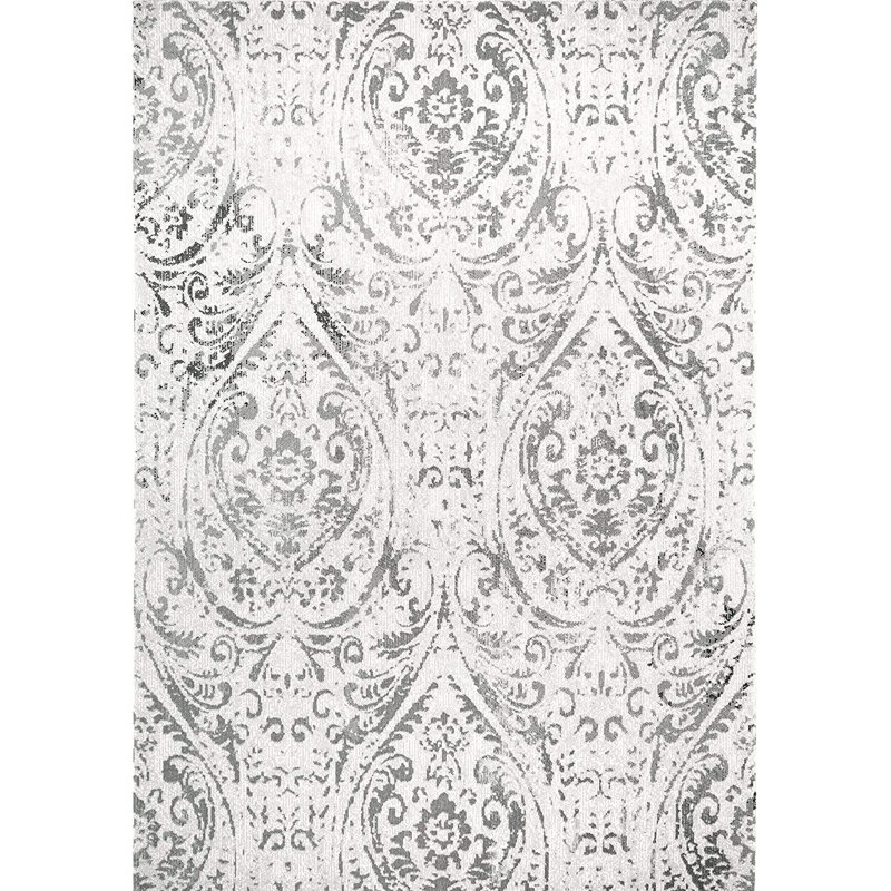 Nicole Miller New York Patio Sofia Juniper Transitional Paisley Indoor/Outdoor Area Rug, Ivory/Gray, Rectangle 5'3" x 7'2"