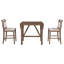 Ensemble de table de salle à manger à hauteur de comptoir en bois 3 pièces avec 2 chaises rembourrées pour petits espaces-133630571