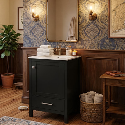 20-Inch Compact Modern Bathroom Vanity With Sink, Single Vanity With Solid Wood Frame, Soft-Close Doors