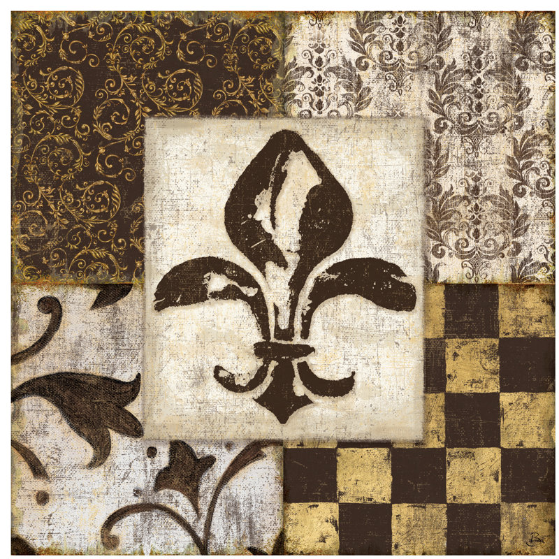 Fleur De Lis by Daphne Brissonnet - Print on Canvas, No Frame, 45.72 cm H x 45.72 cm W x 1.91 cm D