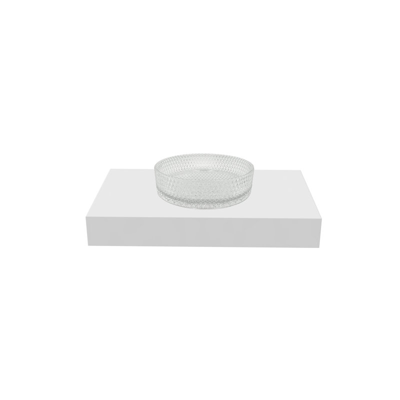 Lavabos vasques rondes en cristal rose 14 "avec base blanche 36" Scotch, Transparent