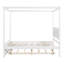 Lit plateforme double à baldaquin avec lit gigogne, idéal pour un usage familial et peu encombrant, avec auvent personnalisable et fabrication robuste