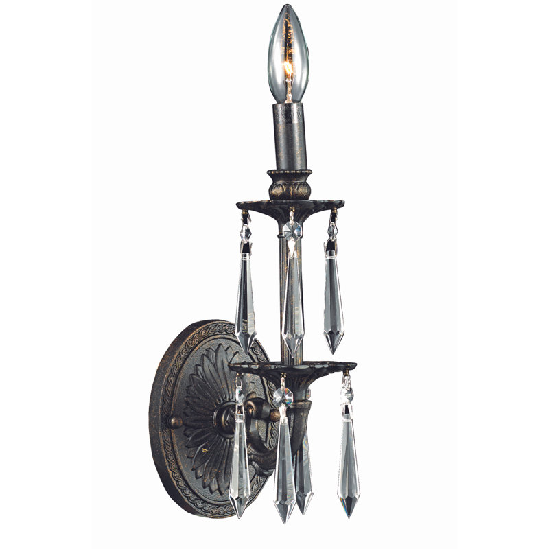 Applique murale 1 lumière avec cristal de taille royale Marseille, Bronze foncé