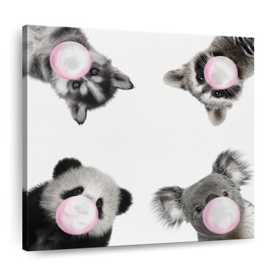 Drôles d'animaux à fourrure sur toile