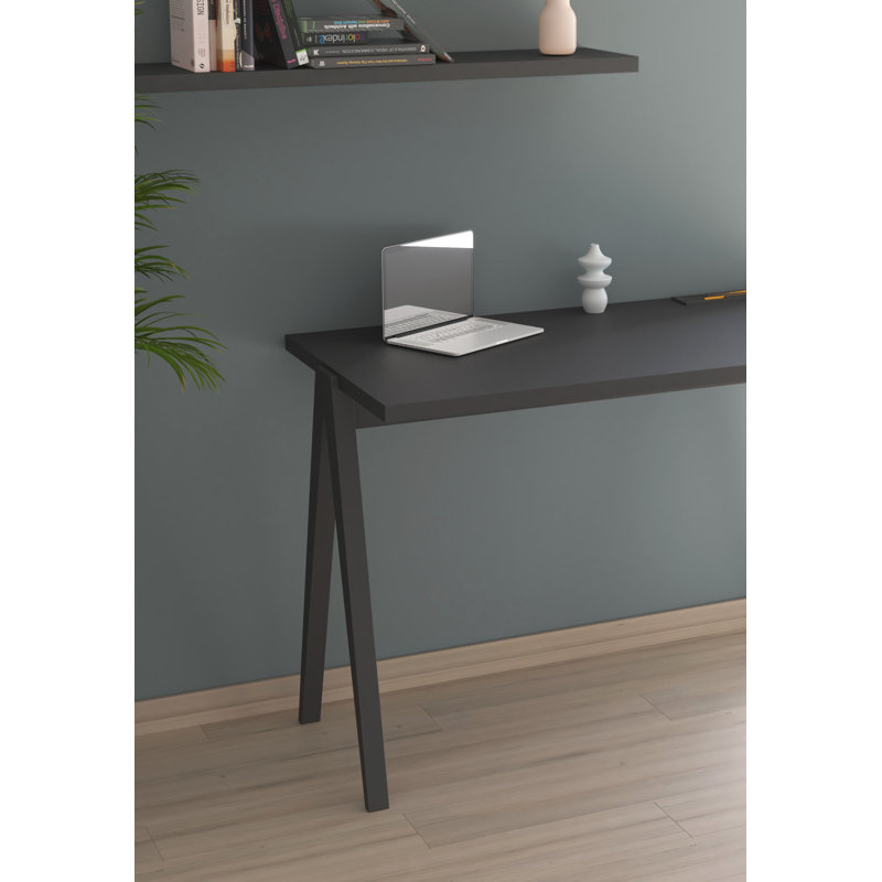 Dikili Solid Wood Base Writing Desk, Graphite