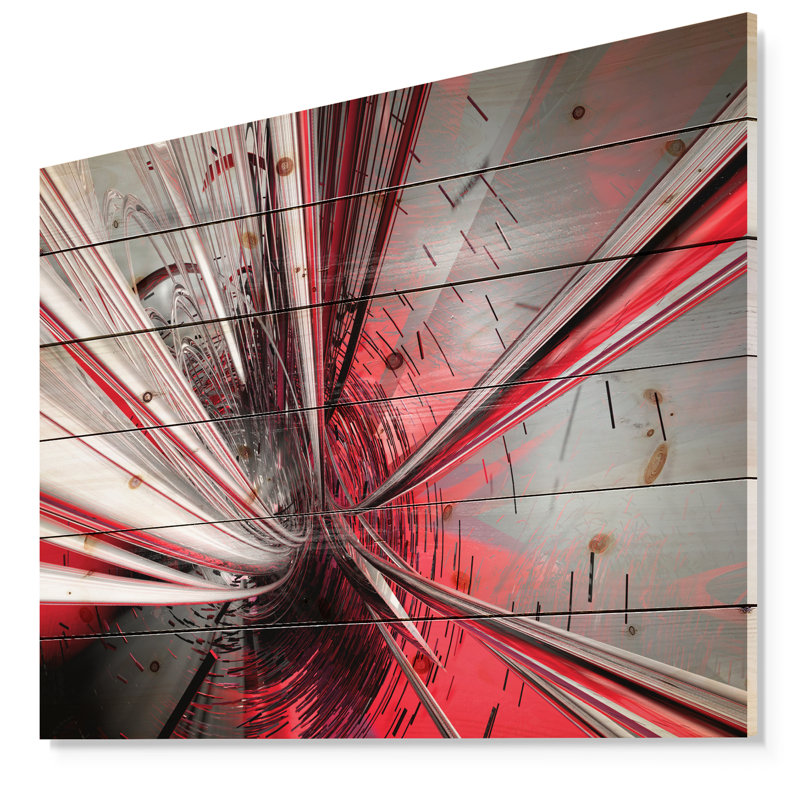 « Fractal 3D Deep into Middle » - Impression d'art graphique, H 34 po x l 44 po, Impression encadrée, Bois