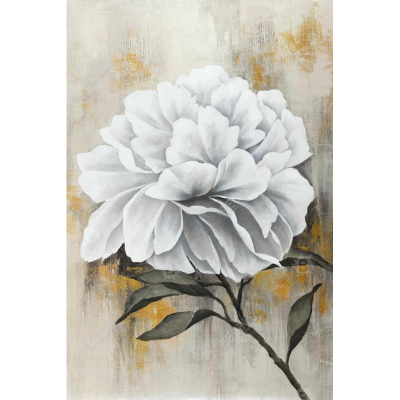 Art sur toile encadré botanique blanc pivoine blanche