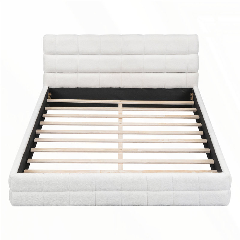Grand lit plateforme tapissier, Blanc