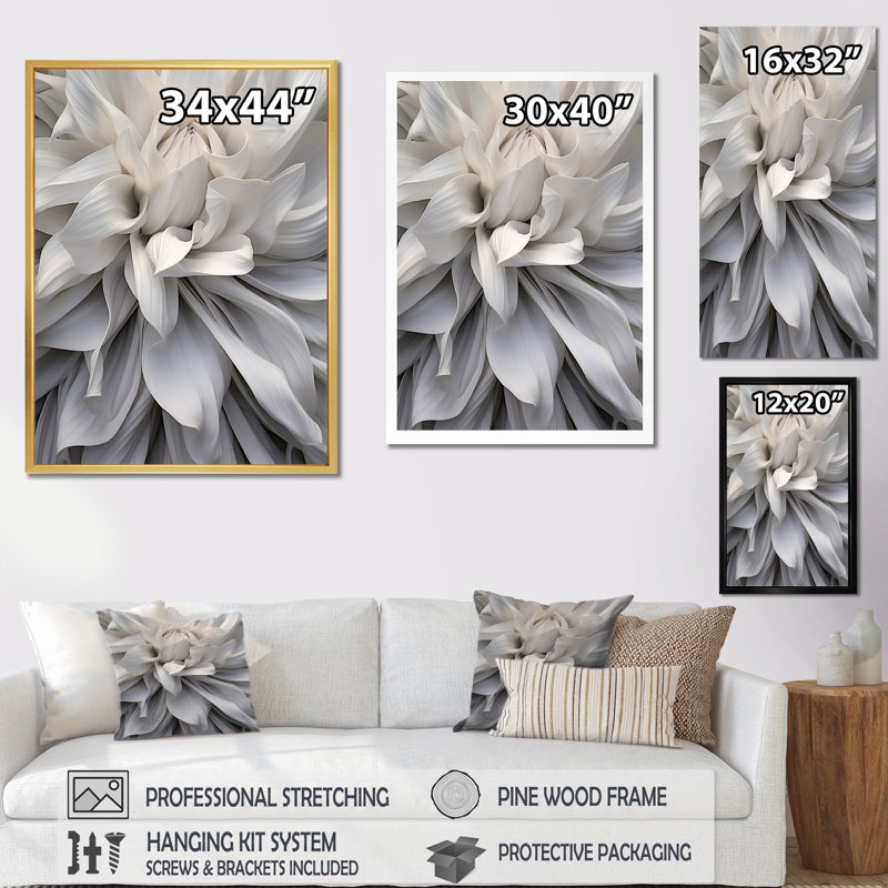 " Serene Flower Petals Dreamscape ", White Floater Framed, 32" H x 16" W x 1" D