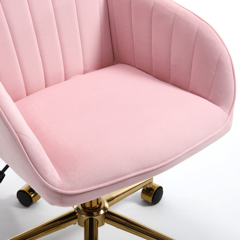 Fauteuil de bureau en velours rose réglable