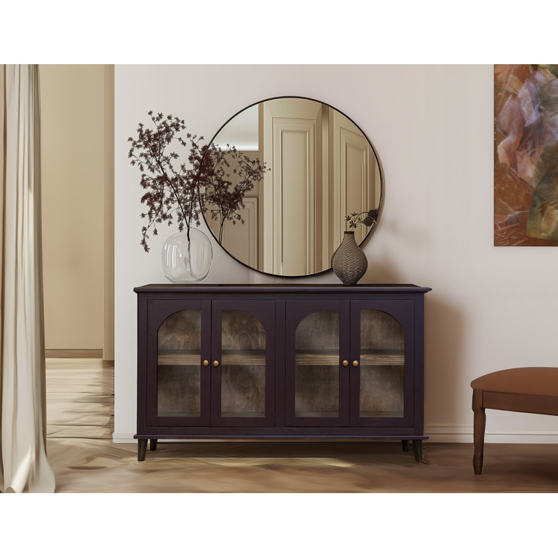 Buffet en bois massif de 70,75 po de largeur, Rouge merlot