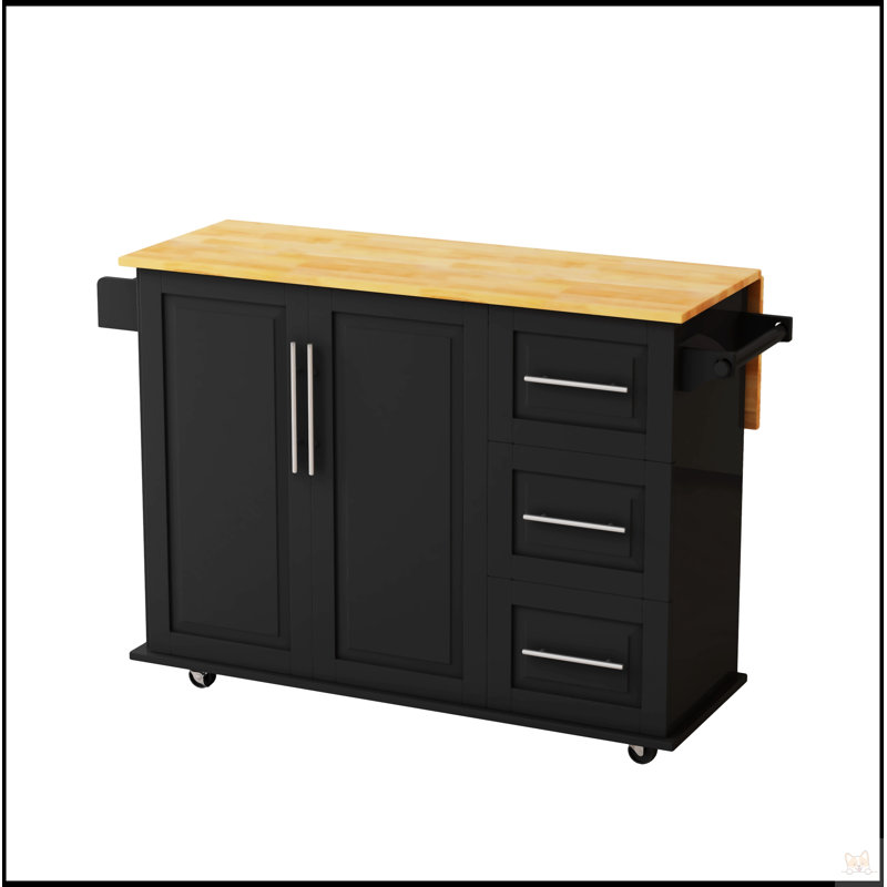 Monea Kitchen Island, Manufactured Wood, Black