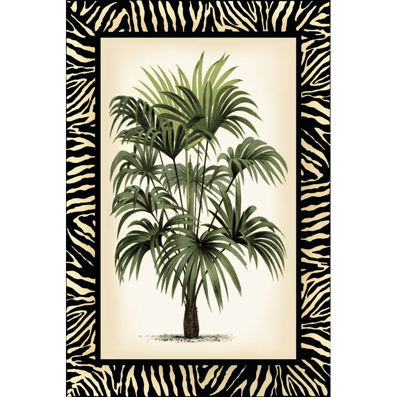 Small Palm In Zebra Border I by Vision Studio - Wrapped Canvas Painting, 76cm H x 51cm W x 3.8cm D