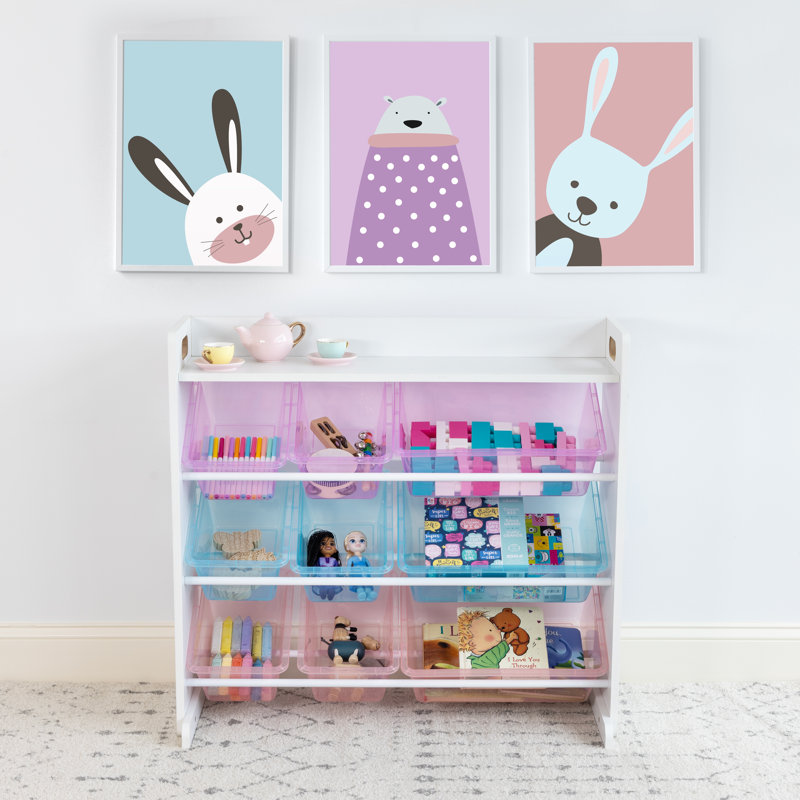 Organisateur de jouets Marvyl, Bois blanc / transparent