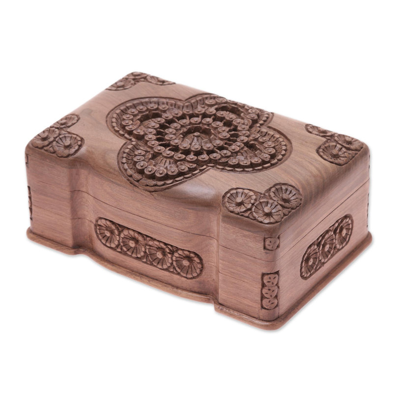 Boîte à bijoux florale en bois