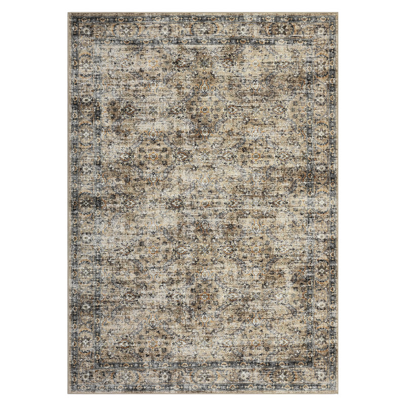 Rectangle Floral Area Rug, Brown, 60*230cm