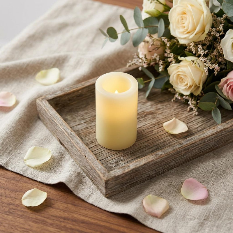 5" Ivory Flameless Pillar Candle, 5" L x 3" W