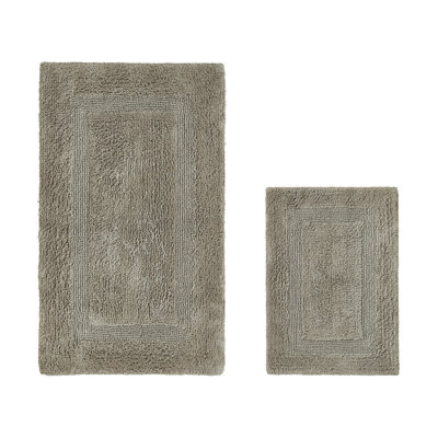 Lux Premium 100% Cotton 2370 GSM 2-Piece Bath Rug Set, Ultra Soft Super Absorbent Reversible Tufted Bathroom Mats, Machine Washable, OEKO-TEX® Certified Bath Rugs for Bathroom, Shower & Tub, Beige