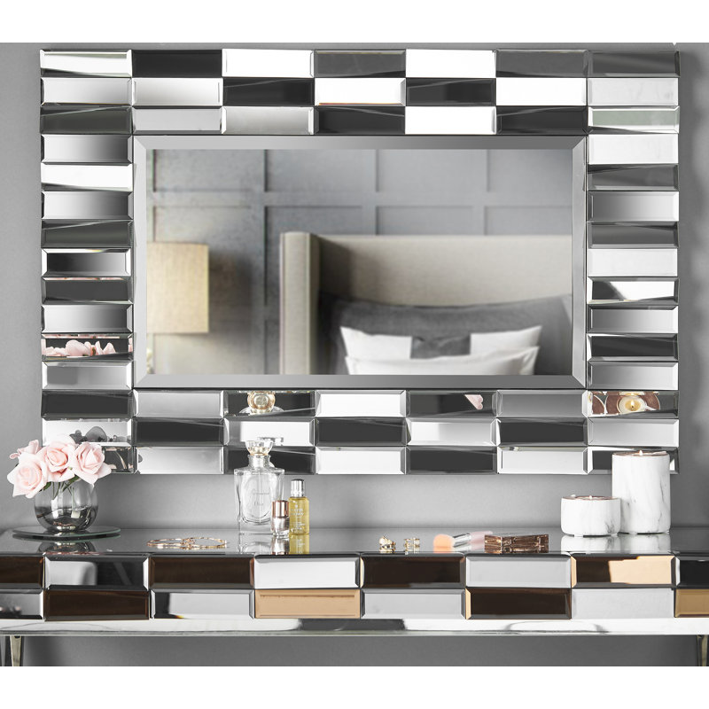 Jennette Glass Wall Mirror, Grey/Silver