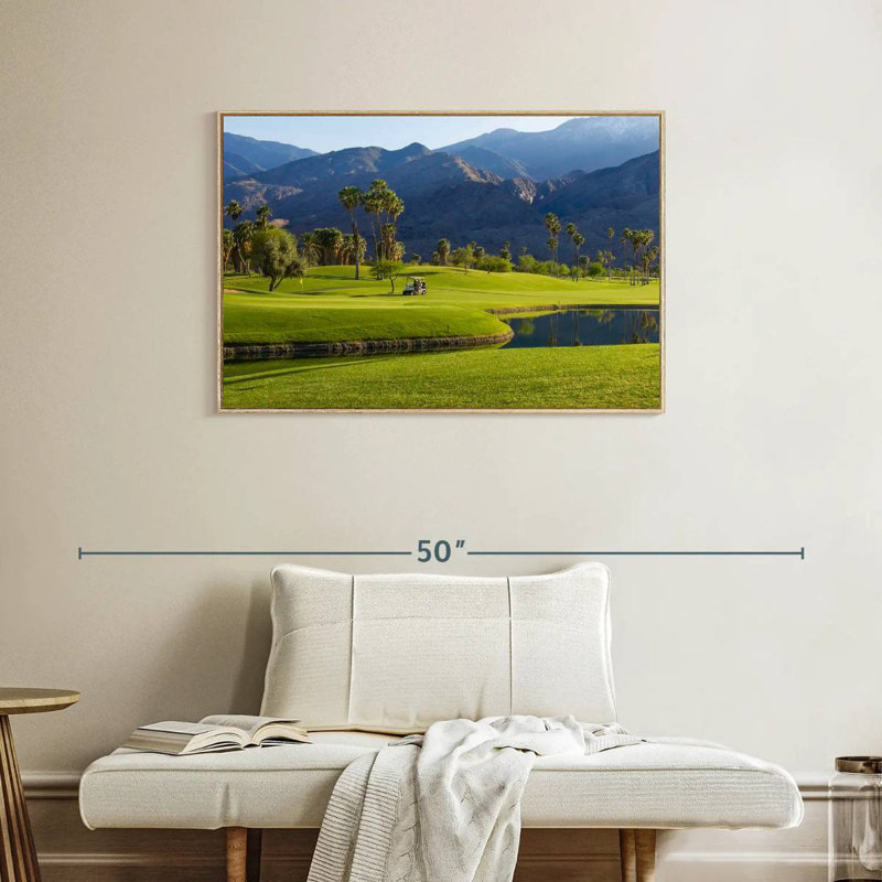 Palm Springs Golf Course, 37 po x 25 po, Cadre flottant en bois naturel