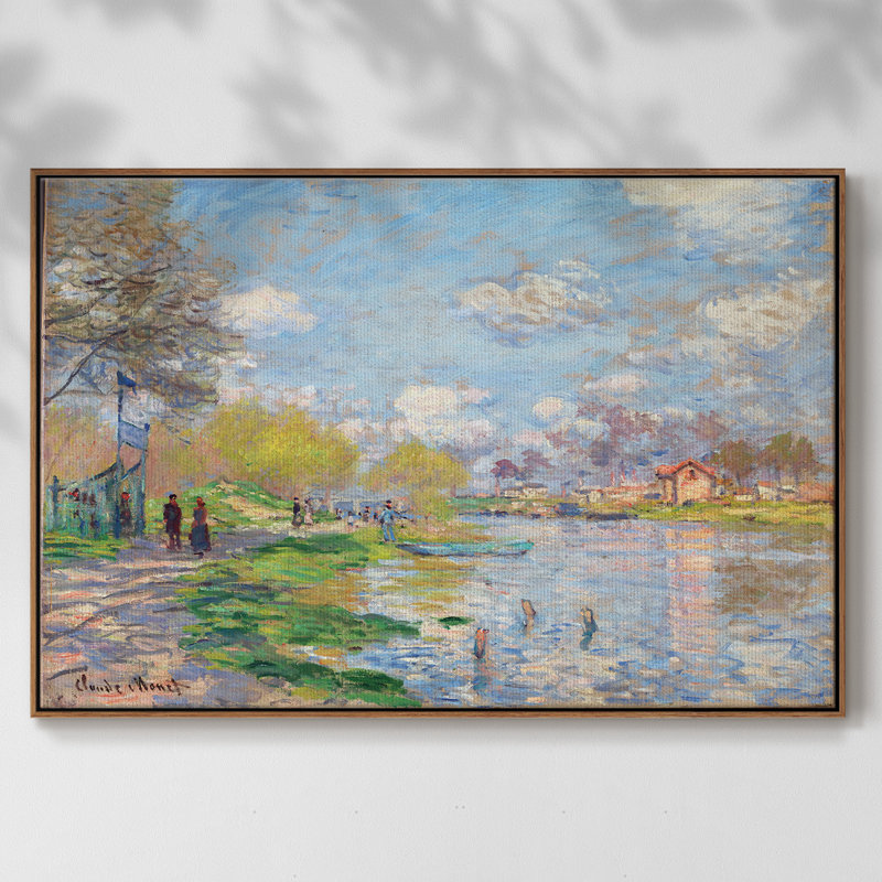 Monet, reproduction d'art encadrée sur toile par Claude Monet, H 17 po x l 25 po x P 2 po, Noyer