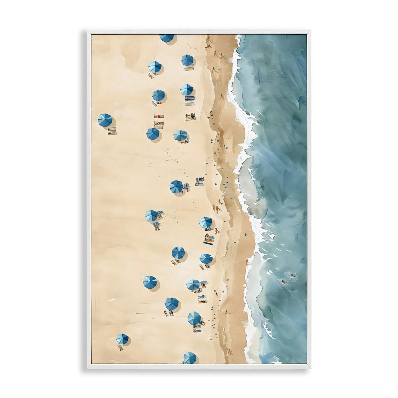 Drap de plage encadré, design par LSR Design Studio, H 18 po x l 12 po, Estampe numérique encadrée blanc bord de mer