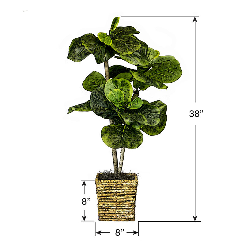 38.00'' Artificial Mini Fiddle Leaf Fig Tree in Basket