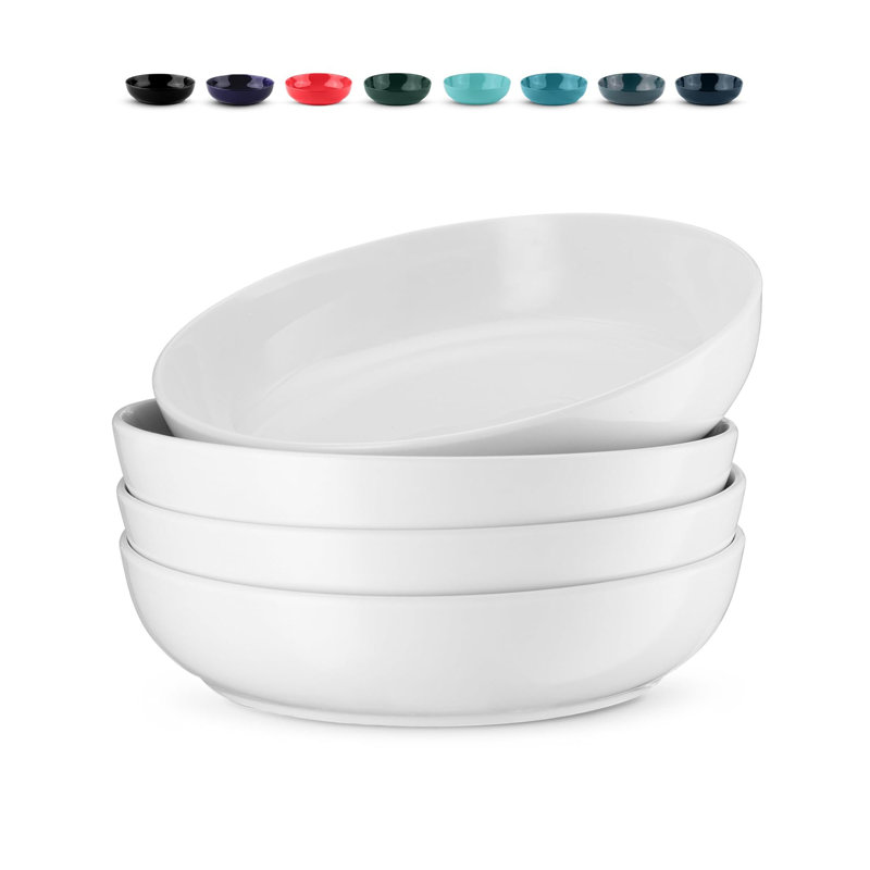  Grande capacité, bol à pâtes, bols à salade, bols, bols de service, soupe, céramique, micro-ondes et lave-vaisselle, ensemble de 4, 40 oz (blanc)
