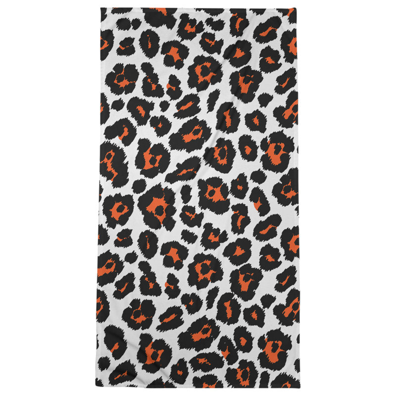 Garp Bath Towel, Polyester/Cotton Blend, White/Orange/Black
