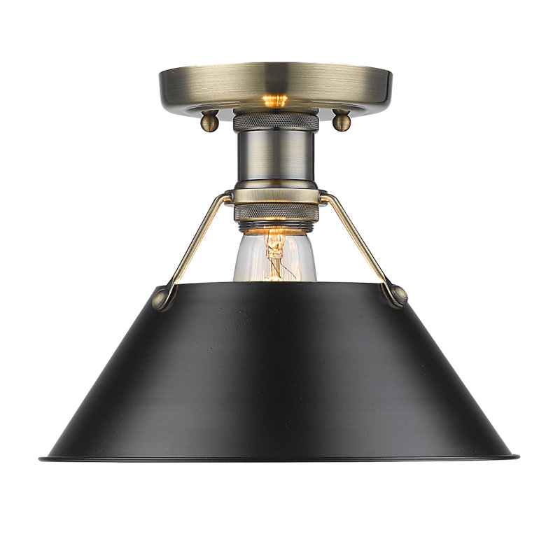 Weatherford Flush Mount, Aged Brass, Matte Black