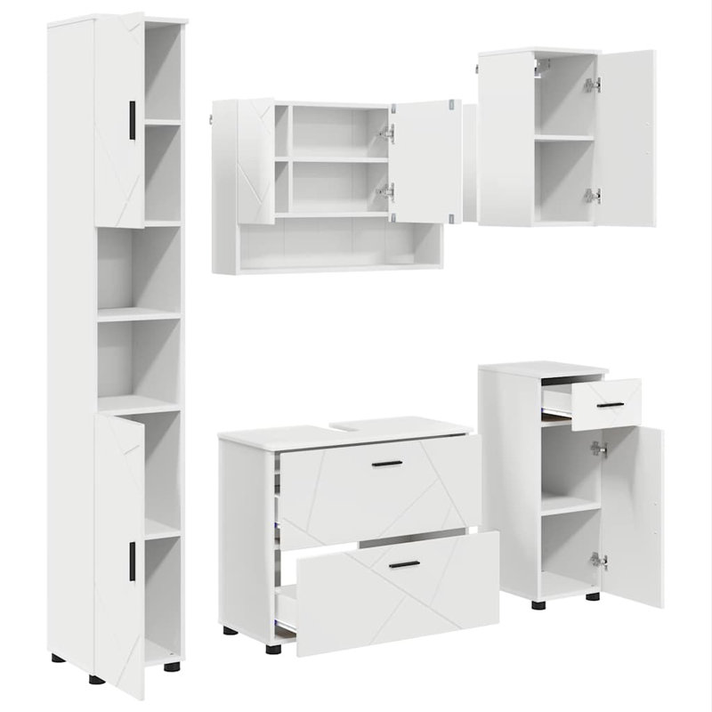 Wall Mounted Required Bathroom Storage Furniture Set, White