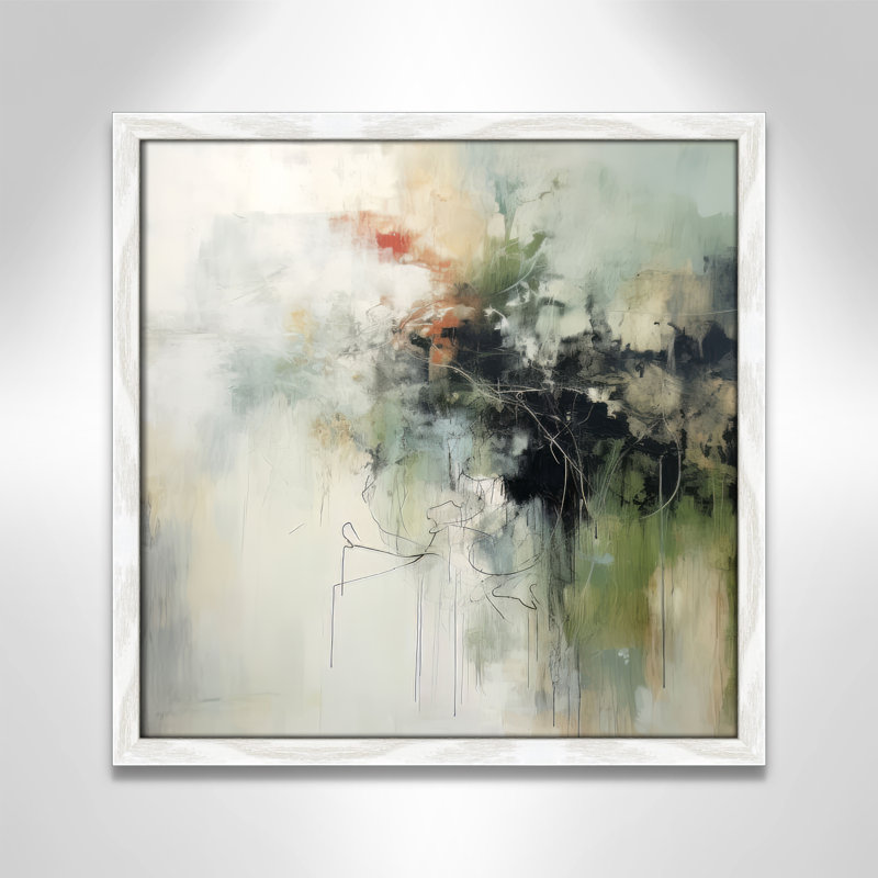 «Green Abstraction I Print» par Irena Orlov, Grain de bois blanc, L 17 po x H 17 po, Impression encadrée