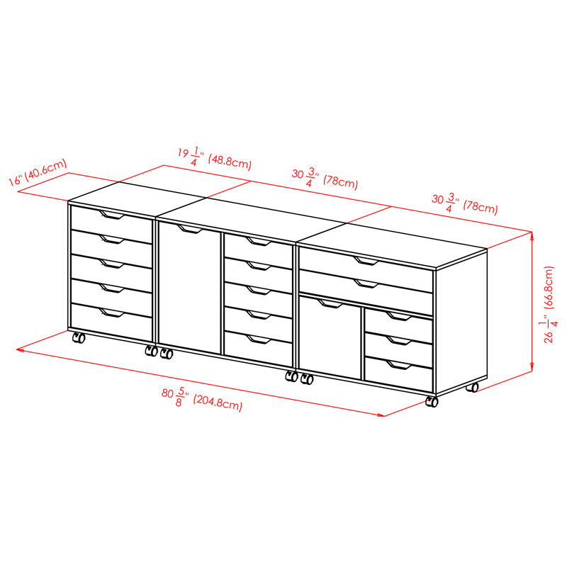 Halifax 3-pc Storage Cabinet Set, Black