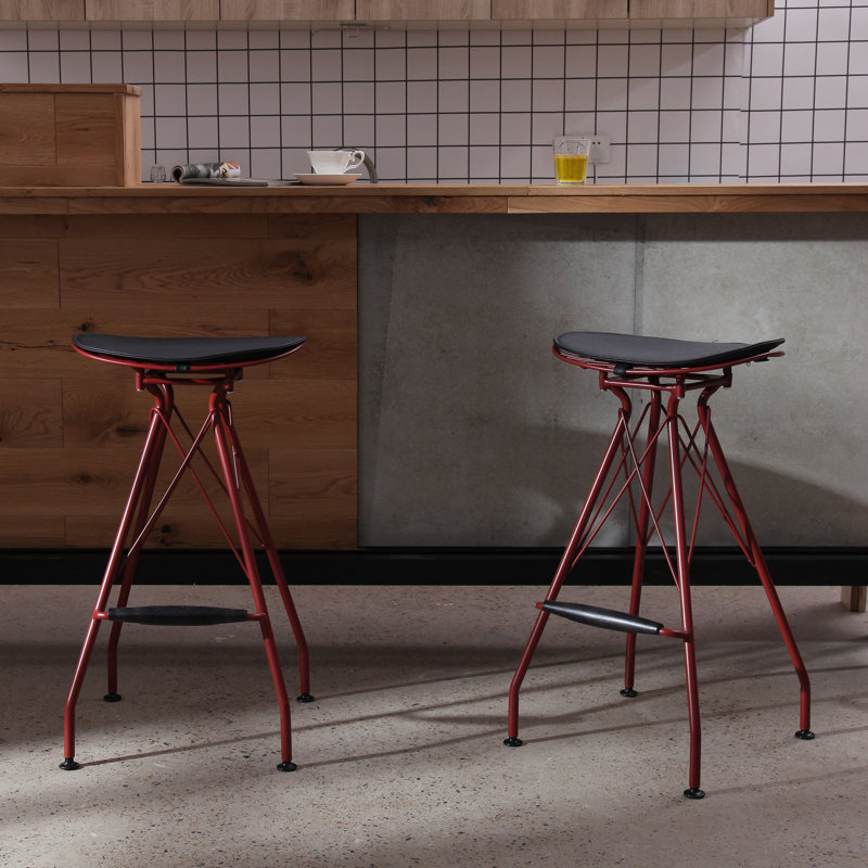 Belgr Upholstered Counter Stool with Metal Frame, Black, Bar Stool (30" Seat Height)