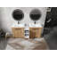 Meuble-lavabo autoportant avec lavabo en céramique et armoires de rangement, porte à fermeture douce, tablette réglable-960182280