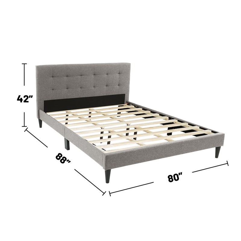 Bigelow Tufted Upholstered Platform Bed, King, Gray