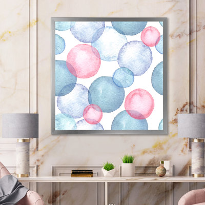«Blue and Pink Bubbles», art mural sur toile imprimé géométrique