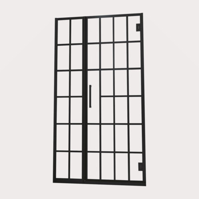Shower Door 40" W X 72" H Pivot Frameless Shower Door With Pattern Glass, Open Entry Design In Matte Black