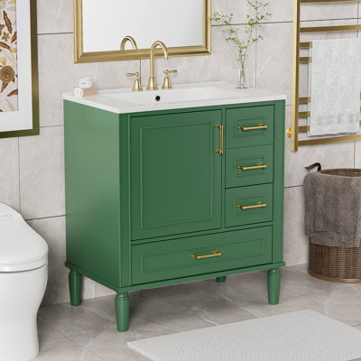 30" Single Bathroom Vanity With Ceramic Top