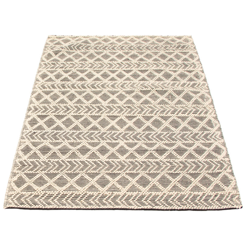 Tapis crème en laine tressé à la main