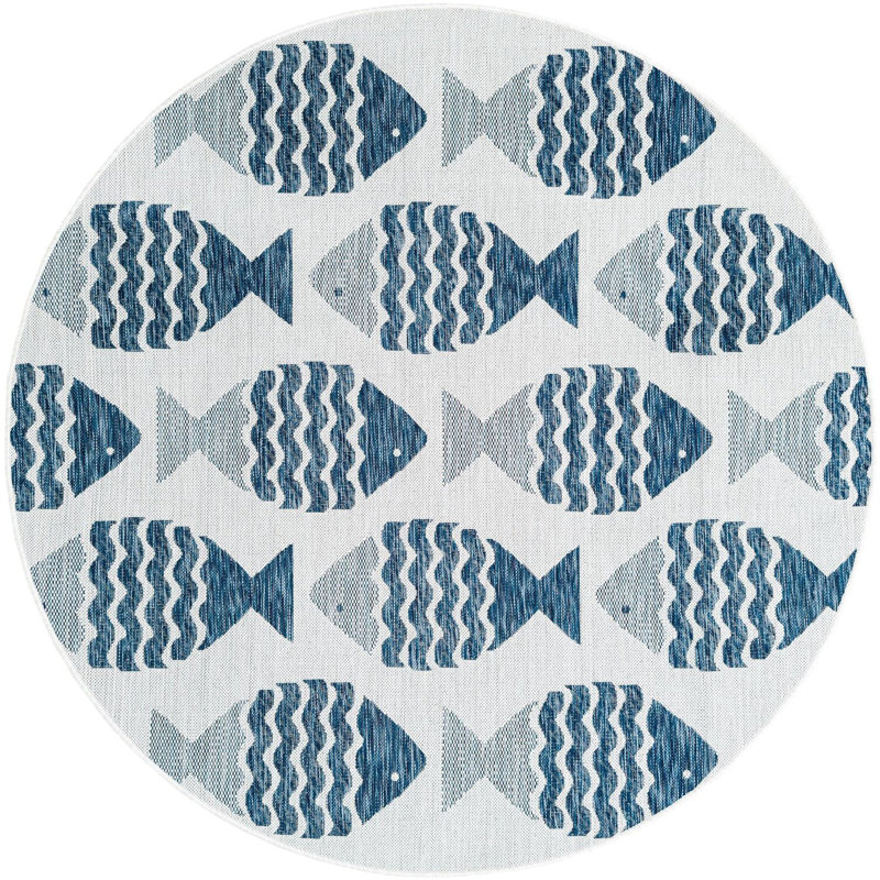 Tapis contemporain bleu marine Daitzman, Rond 6 pi 1 po