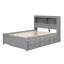 Lit plateforme double avec lit gigogne, tiroirs et prises USB, gris-118557457
